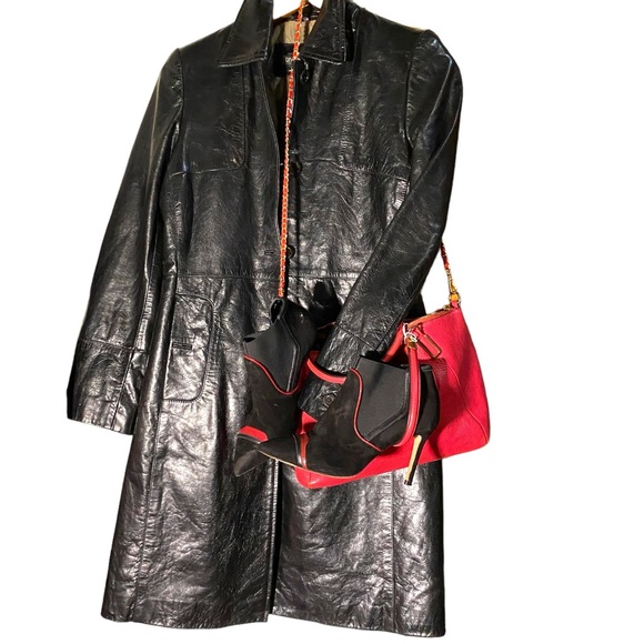 Furla booties. Black suede with red leather trim. No flaws. Some minor wear. - Picture 4 of 10